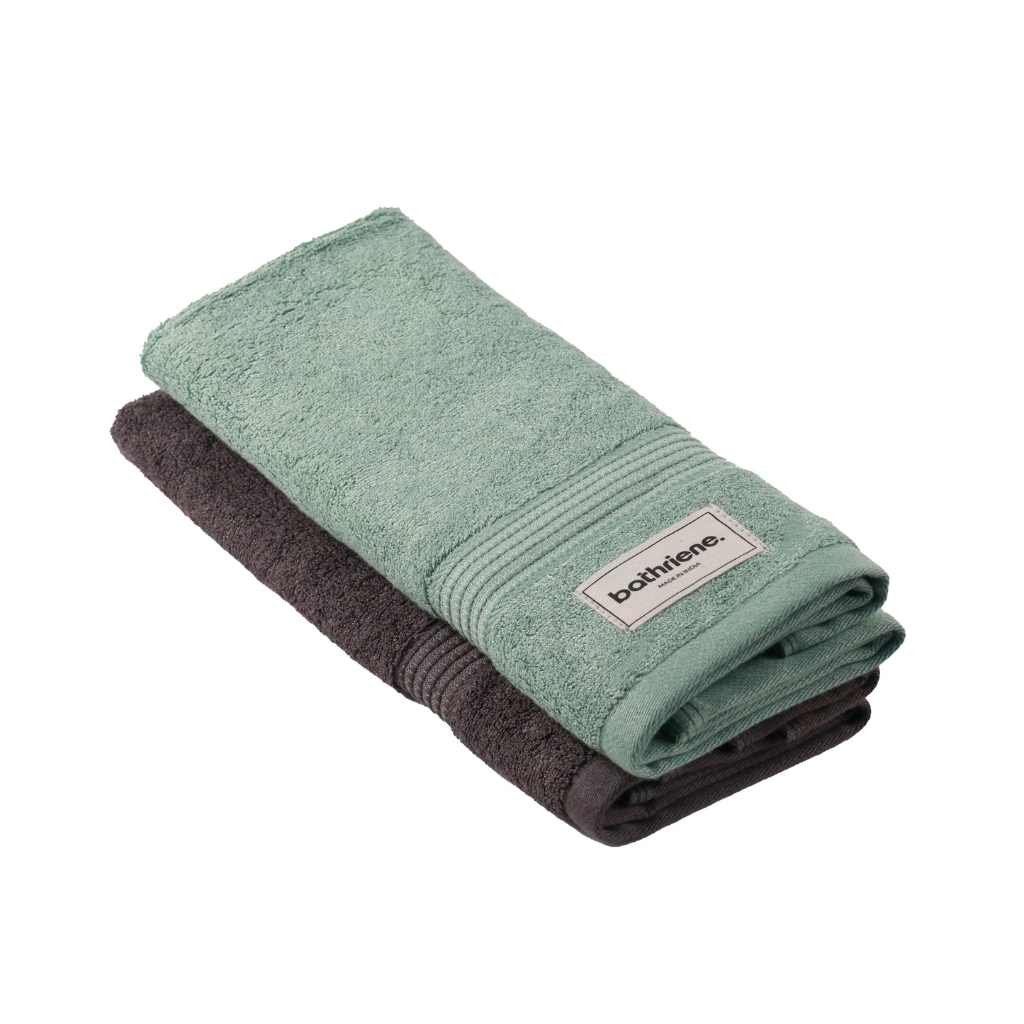 2 Hand Towel, 100% Bamboo, 600GSM, Garden Green and Midnight Grey