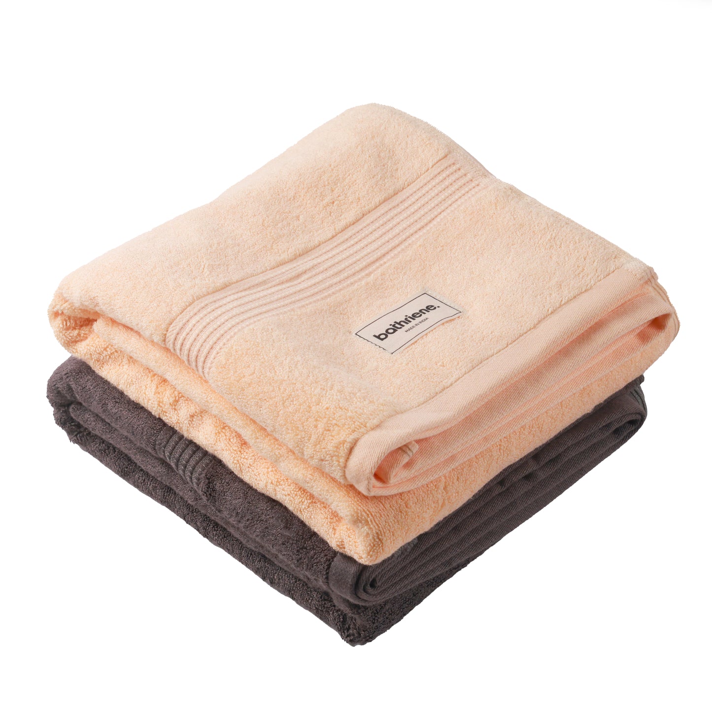 Bath Towel Set | 100% Bamboo | 600GSM | Midnight Grey & Sunrise Yellow (Pack of 2)