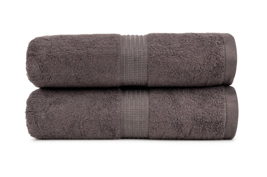 Bathriene 100% Bamboo Bath Towel (Pack of 2), 600GSM, Midnight Grey (75X150 cm)