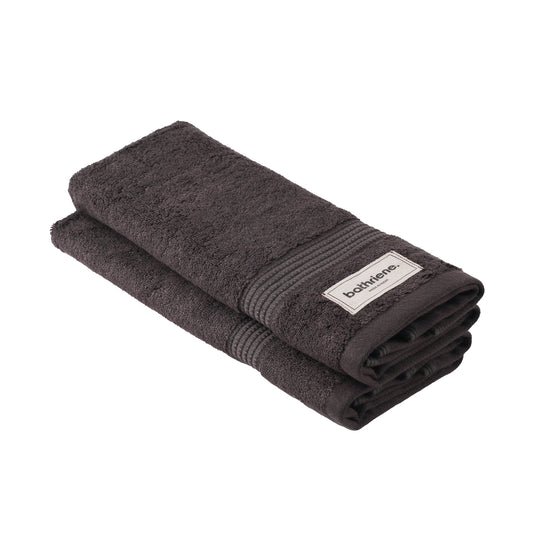 Bathriene 100% Bamboo Hand Towels | Midnight Grey (Pack of 2) | 600 GSM | (40x60 cm)