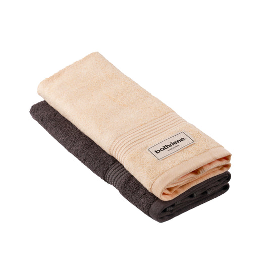 2 Hand Towel, 100% Bamboo, 600GSM, Midnight Grey and Sunrise Yellow