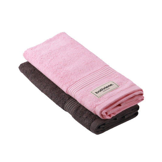 2 Hand Towel, 100% Bamboo, 600GSM, Midnight Grey and Plush Pink
