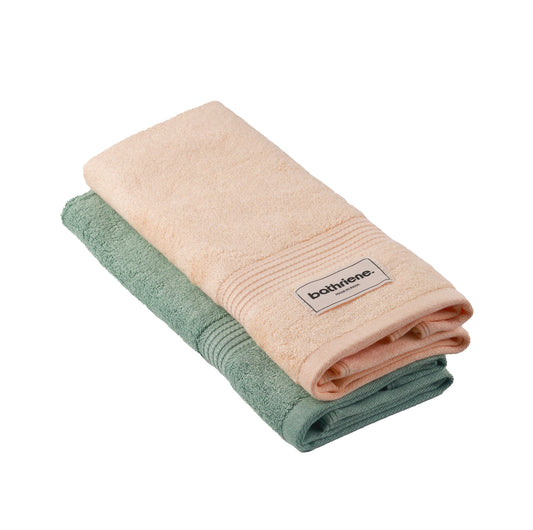 2 Hand Towel, 100% Bamboo, 600GSM, Garden Green and Sunrise Yellow