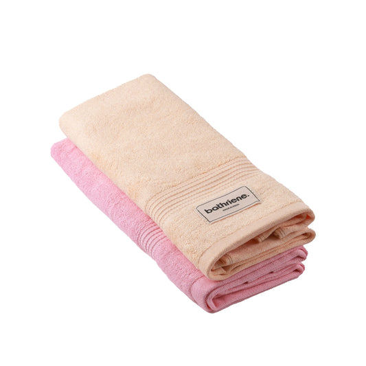 2 Hand Towel, 100% Bamboo, 600GSM, Plush Pink and Sunrise Yellow