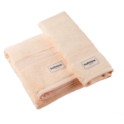Bathriene 100% Bamboo Towel Set (1 Bath + 1 Hand) Sunrise Yellow, 600 GSM, Sunrise Yellow