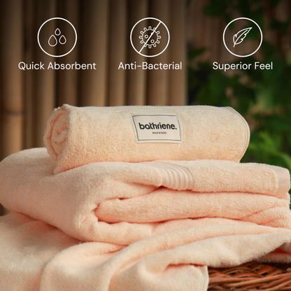 Bathriene 100% Bamboo Hand Towels (Pack of 2), 600 GSM, Sunrise Yellow (40x60 cm)