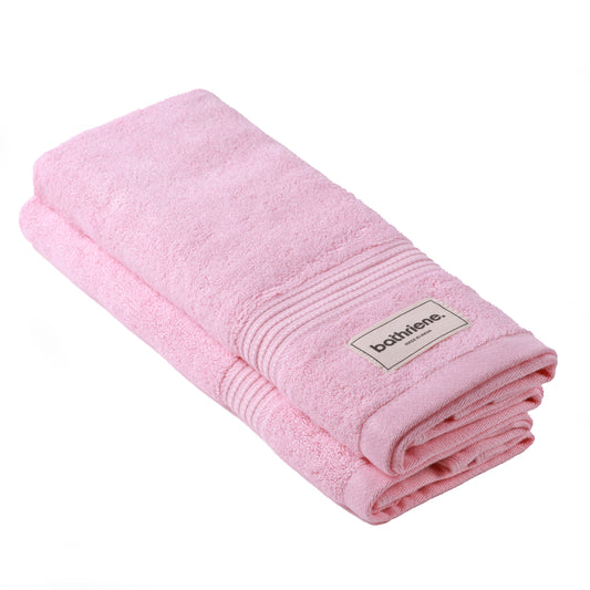 Bathriene 100% Bamboo Hand Towels | Plush Pink (Pack of 2) | 600 GSM | (40x60 cm)