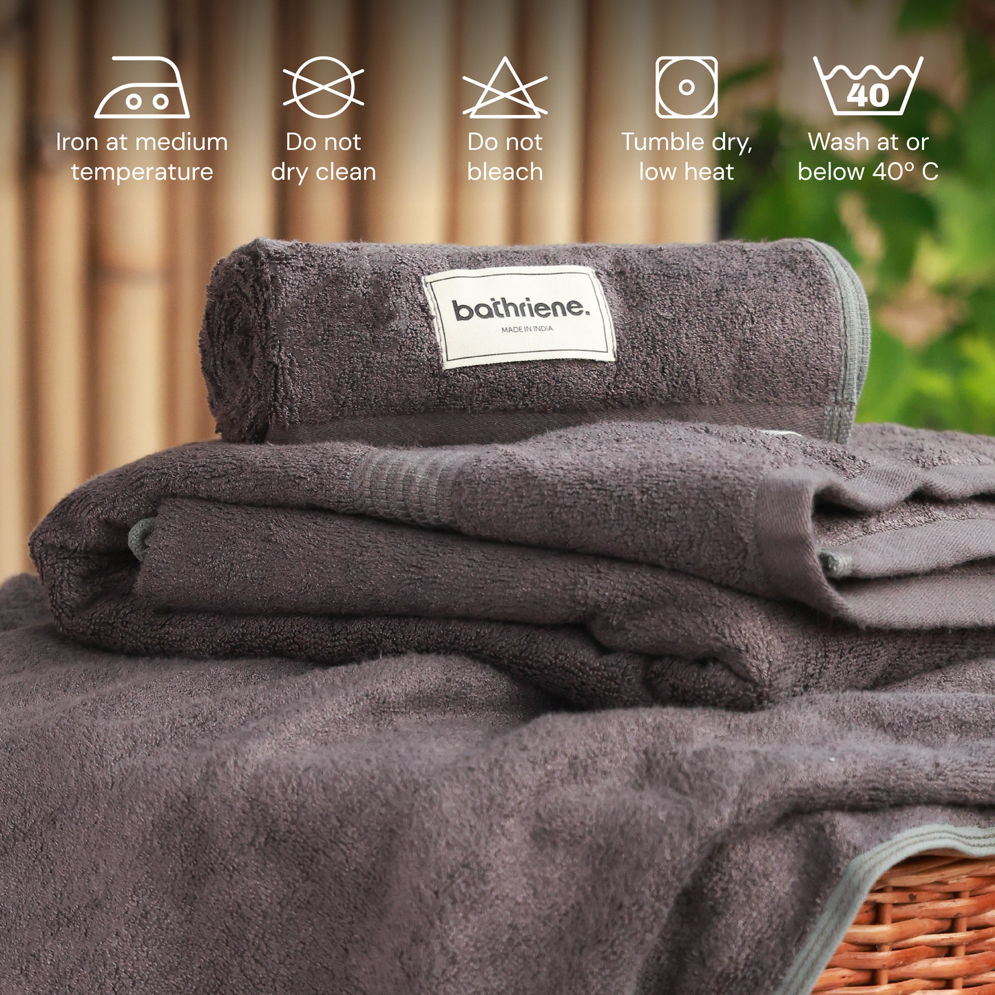 Bathriene 100% Bamboo Bath Towel Midnight Grey, 600 GSM, (75x150 cm, Pack of 1)
