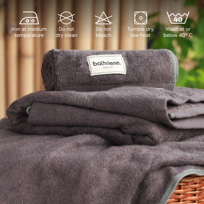 Bathriene 100% Bamboo Bath Towel Midnight Grey, 600 GSM, (75x150 cm, Pack of 1)