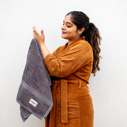 Bathriene 100% Bamboo Bath Towel Midnight Grey, 600 GSM, (75x150 cm, Pack of 1)