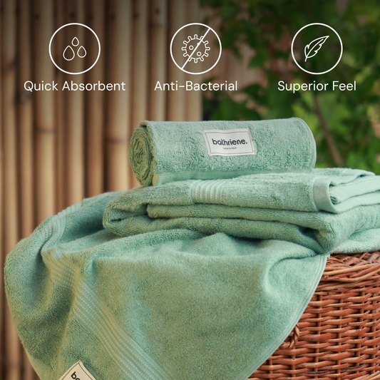 Bathriene 100% Bamboo Bath Towel Garden Green | 600 GSM | (75x150 cm, Pack of 1)