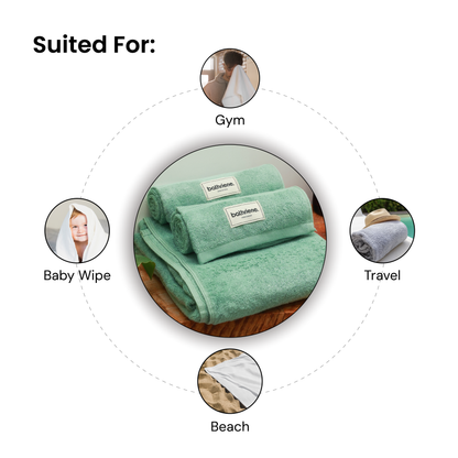 Bathriene 100% Bamboo Bath Towel Garden Green, 600 GSM, (75x150 cm, Pack of 1)