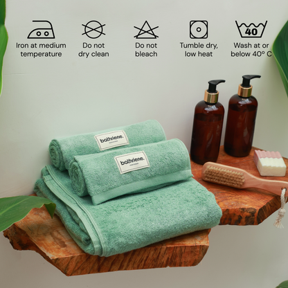 Bathriene 100% Bamboo Bath Towel (Pack of 2), 600GSM, Garden Green and Midnight Grey (75X150 cm)