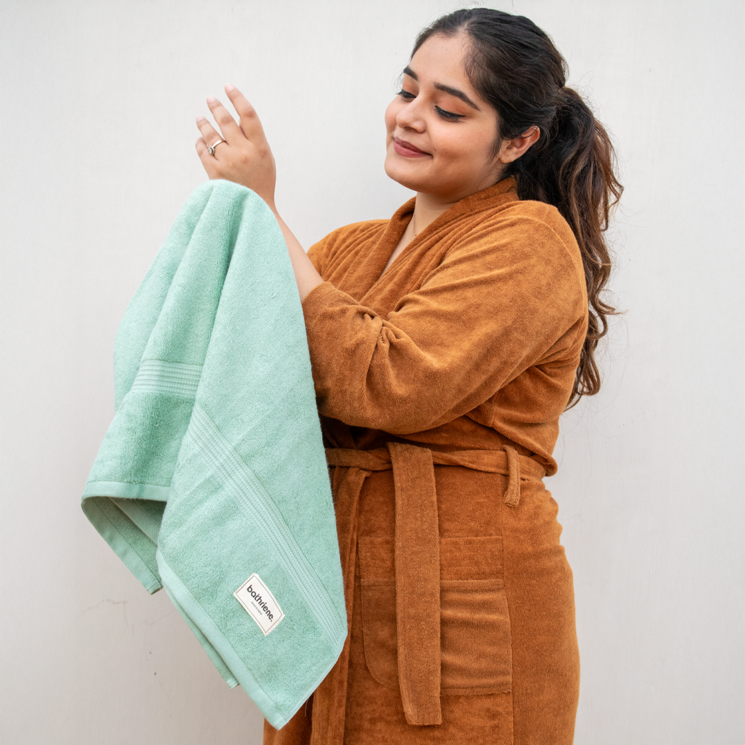 Bathriene 100% Bamboo Bath Towel Garden Green, 600 GSM, (75x150 cm, Pack of 1)