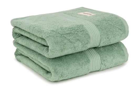 Bathriene 100% Bamboo Bath Towel (Pack of 2), 600GSM, Garden Green (75X150 cm)