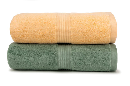 Bathriene 100% Bamboo Bath Towel (Pack of 2), 600GSM, Garden Green & Sunrise Yellow (75X150 cm)