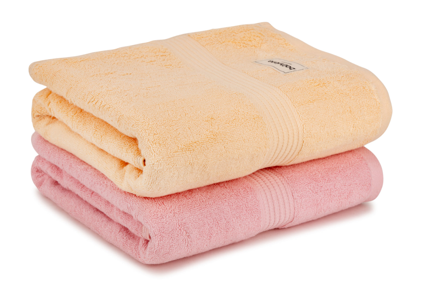 Bathriene 100% Bamboo Bath Towel (Pack of 2), 600GSM, Plush Pink & Sunrise Yellow (75X150 cm)