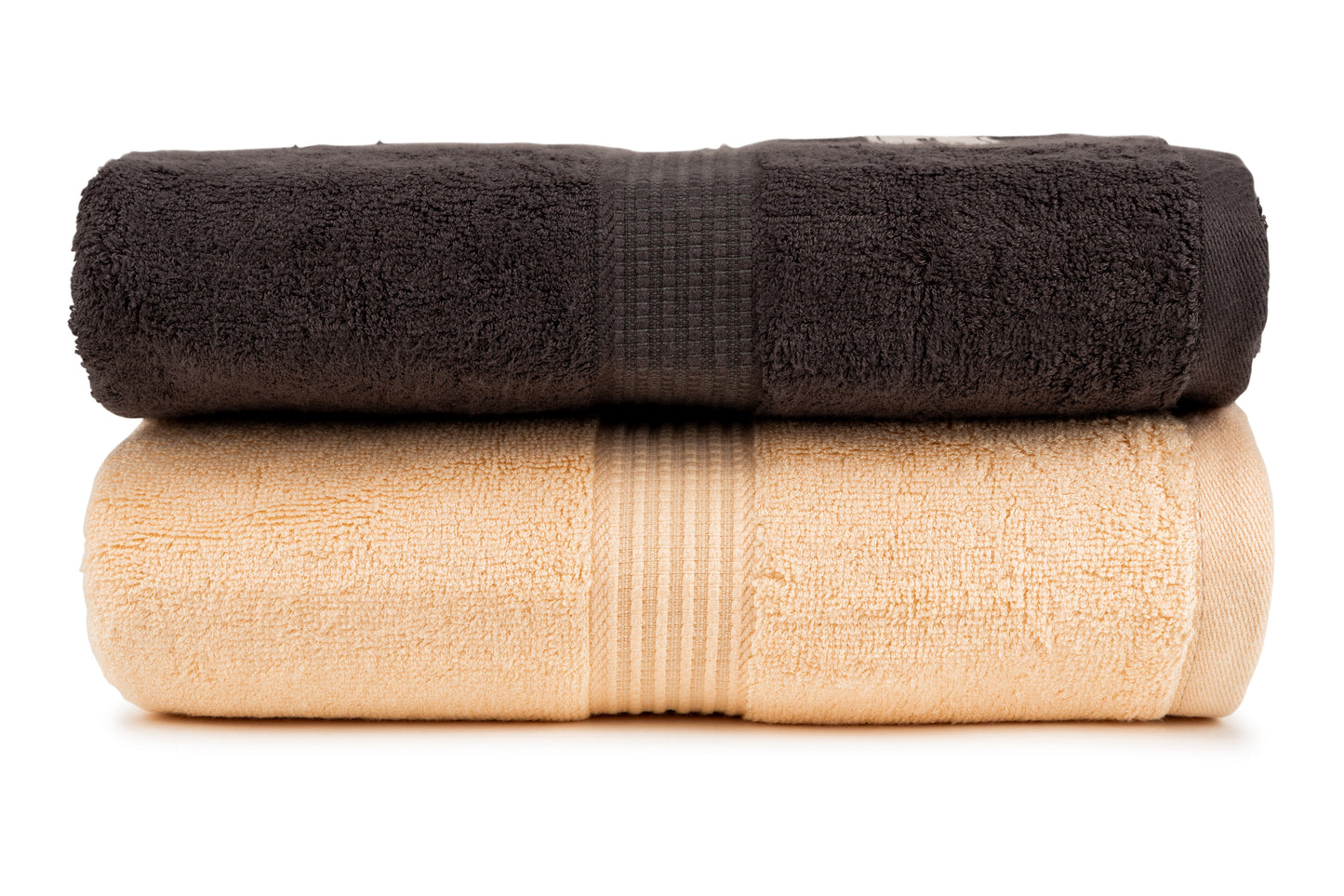 Bathriene 100% Bamboo Bath Towel (Pack of 2), 600GSM, Midnight Grey & Sunrise Yellow (75X150 cm)