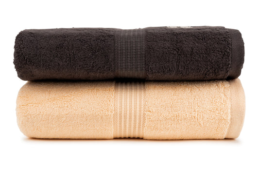 Bathriene 100% Bamboo Bath Towel (Pack of 2), 600GSM, Midnight Grey & Sunrise Yellow (75X150 cm)