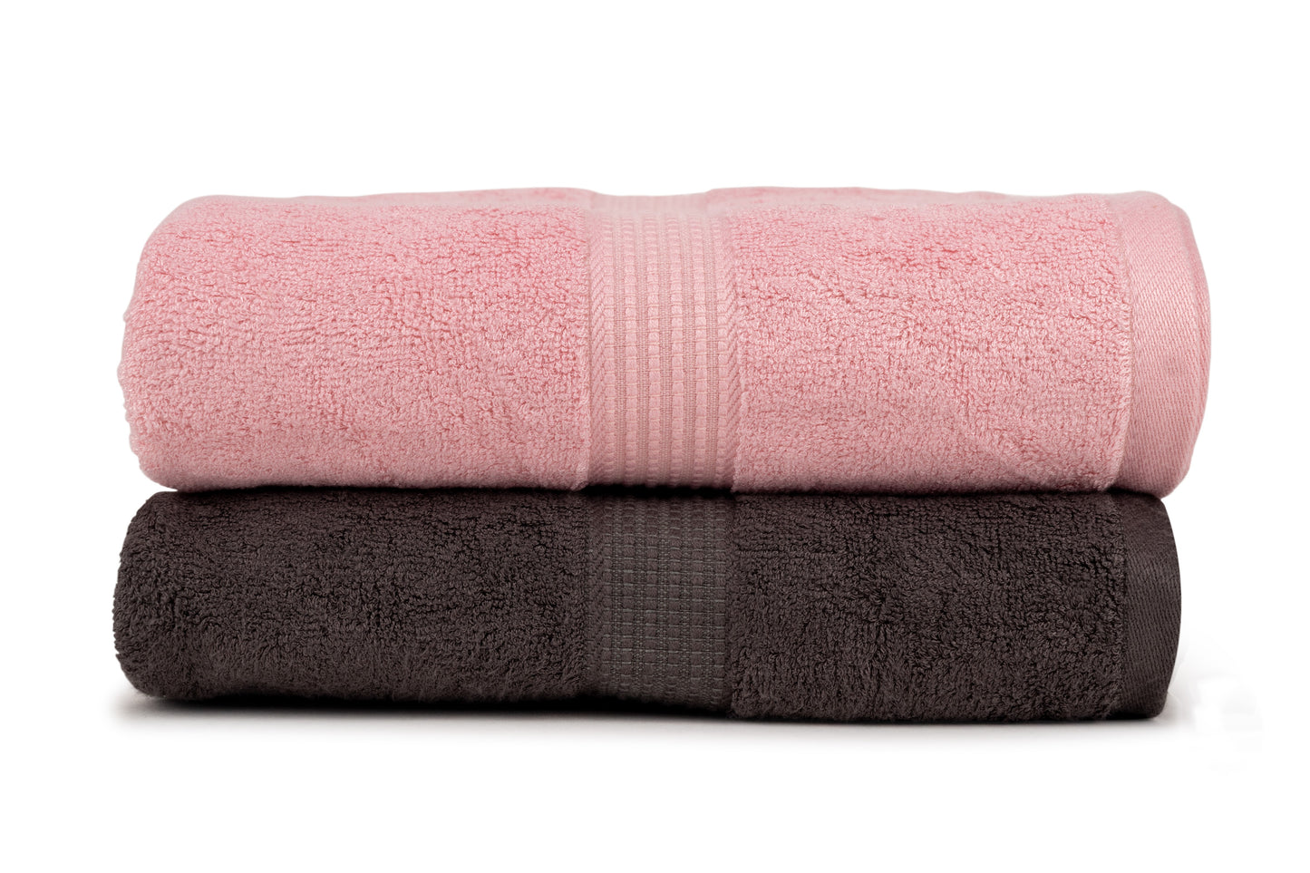Bathriene 100% Bamboo Bath Towel (Pack of 2), 600GSM, Midnight Grey and Plush Pink (75X150 cm)