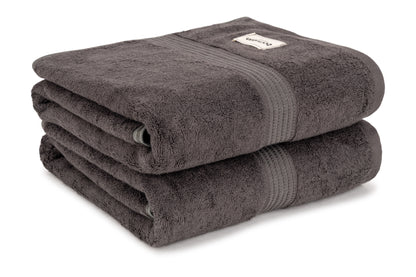 Bathriene 100% Bamboo Bath Towel (Pack of 2), 600GSM, Midnight Grey (75X150 cm)