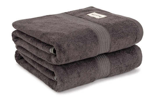 Bathriene 100% Bamboo Bath Towel (Pack of 2), 600GSM, Midnight Grey (75X150 cm)