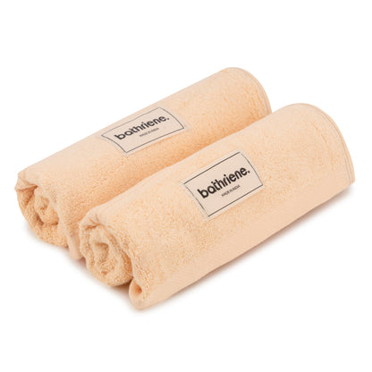 Bathriene 100% Bamboo Hand Towels (Pack of 2), 600 GSM, Sunrise Yellow (40x60 cm)
