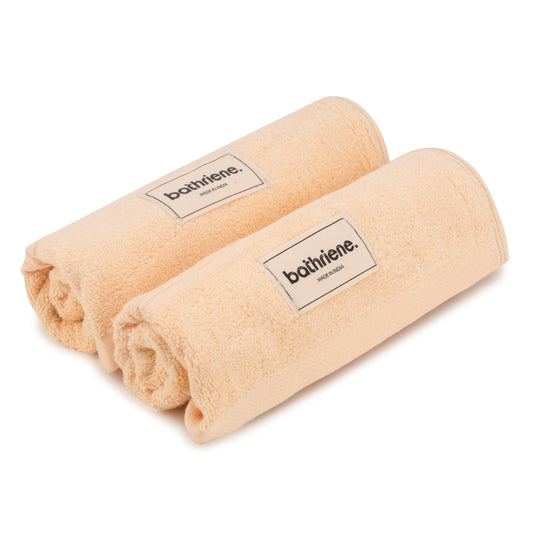 Bathriene 100% Bamboo Hand Towels (Pack of 2), 600 GSM, Sunrise Yellow (40x60 cm)