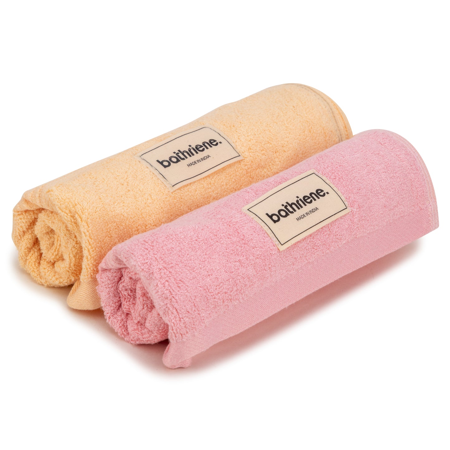Bathriene 600 GSM Hand Towel Pack of 2, 100% Bamboo, Plush Pink and Sunrise Yellow(40X60 cm)