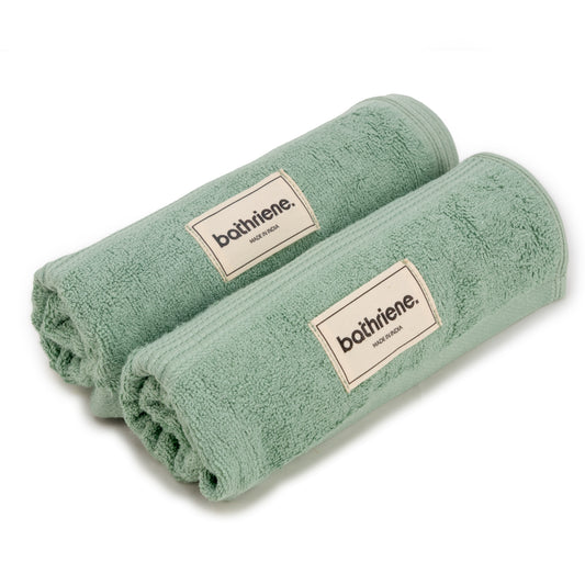 Bathriene 100% Bamboo Hand Towels (Pack of 2), 600 GSM, Garden Green (40x60 cm)