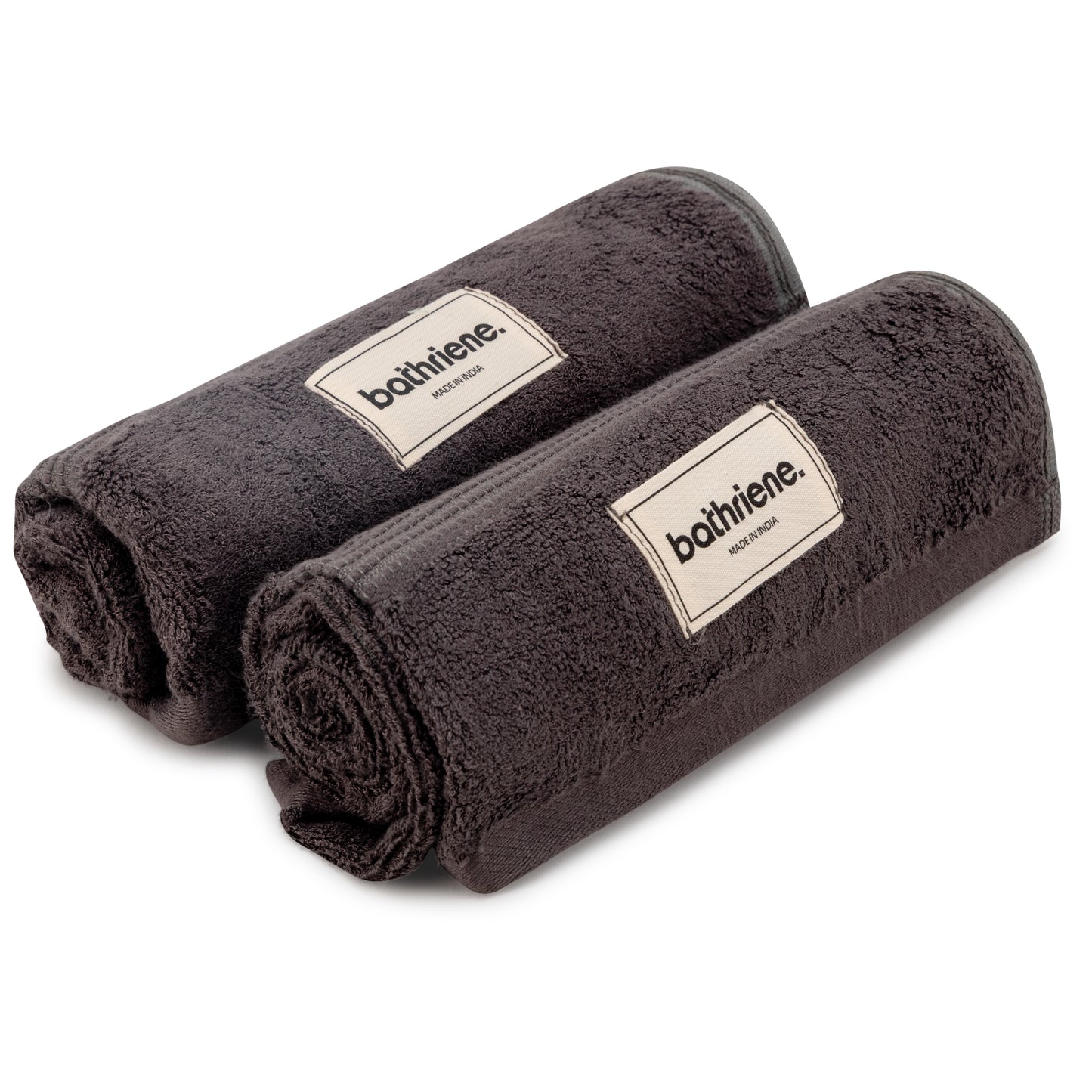 Bathriene 100% Bamboo Hand Towels (Pack of 2), 600 GSM, Midnight Grey (40x60 cm)