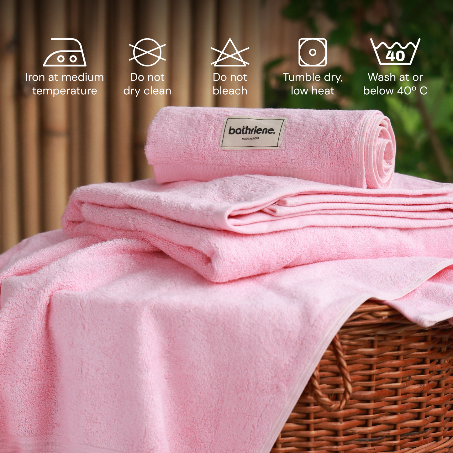 Bathriene 100% Bamboo Bath Towel (Pack of 2), 600GSM, Midnight Grey and Plush Pink (75X150 cm)