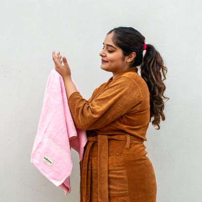 Bathriene 100% Bamboo Bath Towel (Pack of 2), 600GSM, Garden Green & Plush Pink (75X150 cm)