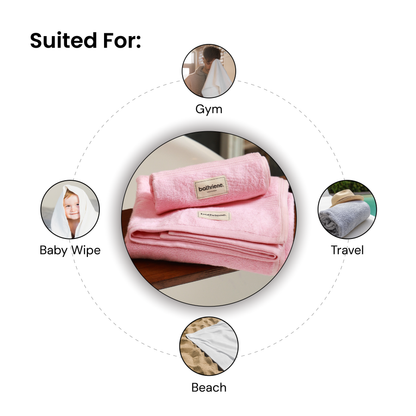 Bathriene 100% Bamboo Bath Towel Plush Pink, 600 GSM, (75x150 cm, Pack of 1)