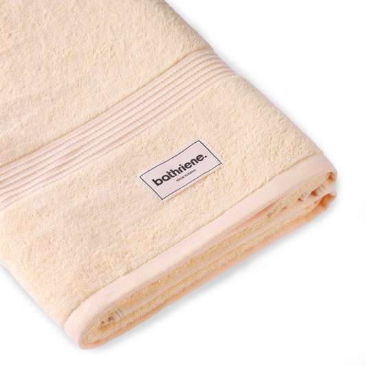 Bathriene 100% Bamboo Towel Set (1 Bath + 1 Hand) Sunrise Yellow, 600 GSM, Sunrise Yellow