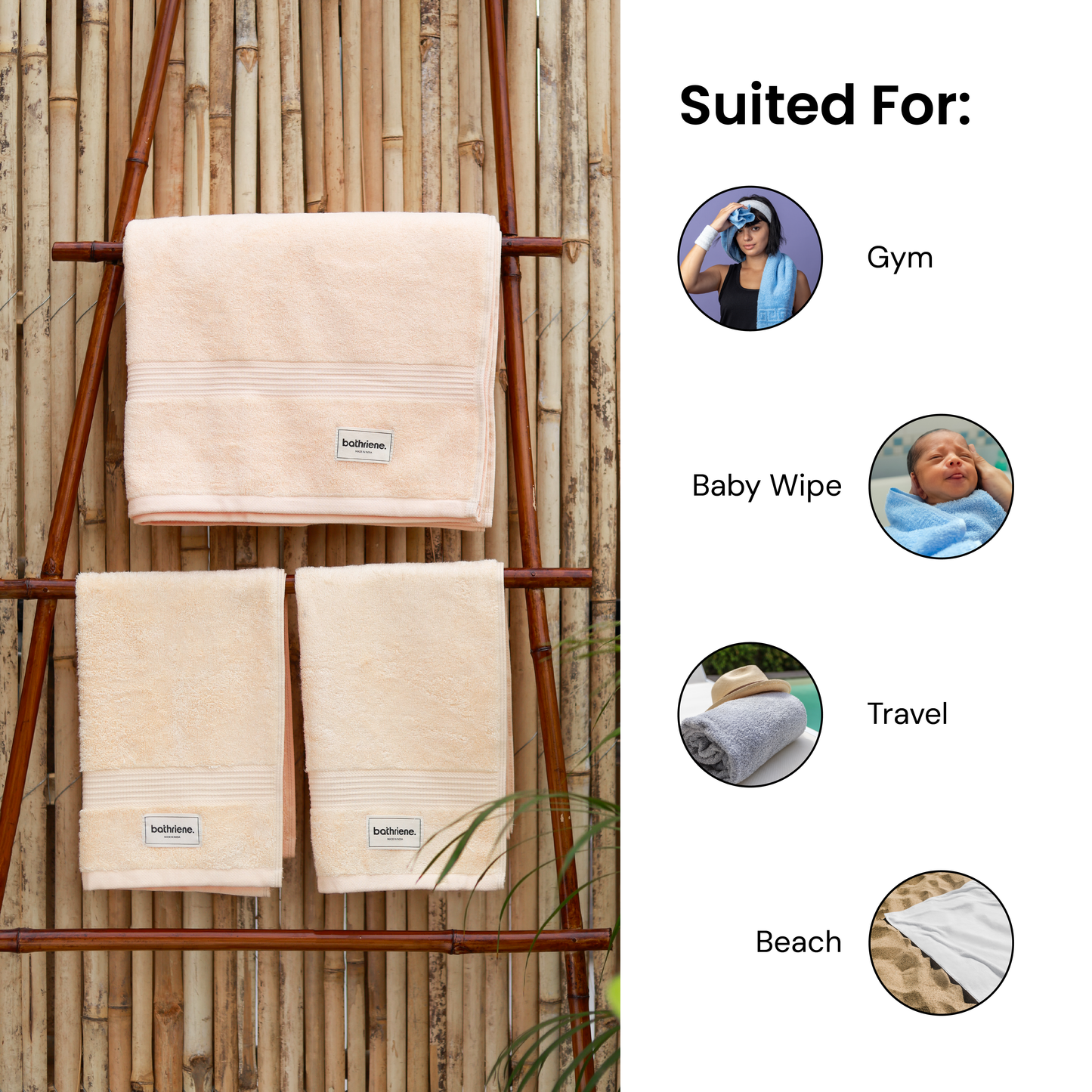 Bathriene 100% Bamboo Hand Towels (Pack of 2), 600 GSM, Sunrise Yellow (40x60 cm)
